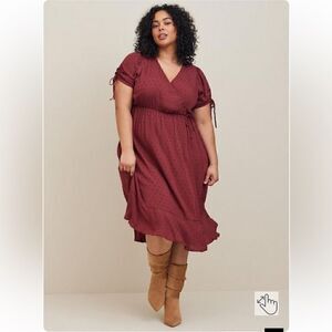 NEW TORRID Women's Midi Swiss Linen Wrap Surplice Dress size M/L